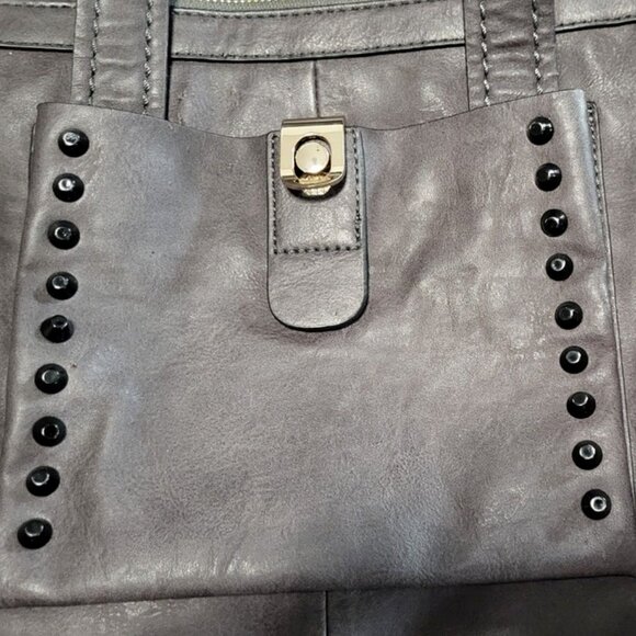 Paula Rossi Women's Hand Bag Purse Satchel Large Faux Leather Gray - Picture 5 of 7